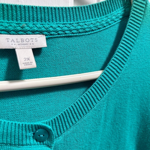 Talbots Vibrant Teal Knit Cardigan 2X - Picture 8 of 9